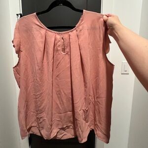 shein blush pink petal sleeve keyhole accent blouse 1XL